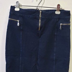 Blue Faux Denim Pencil Skirt